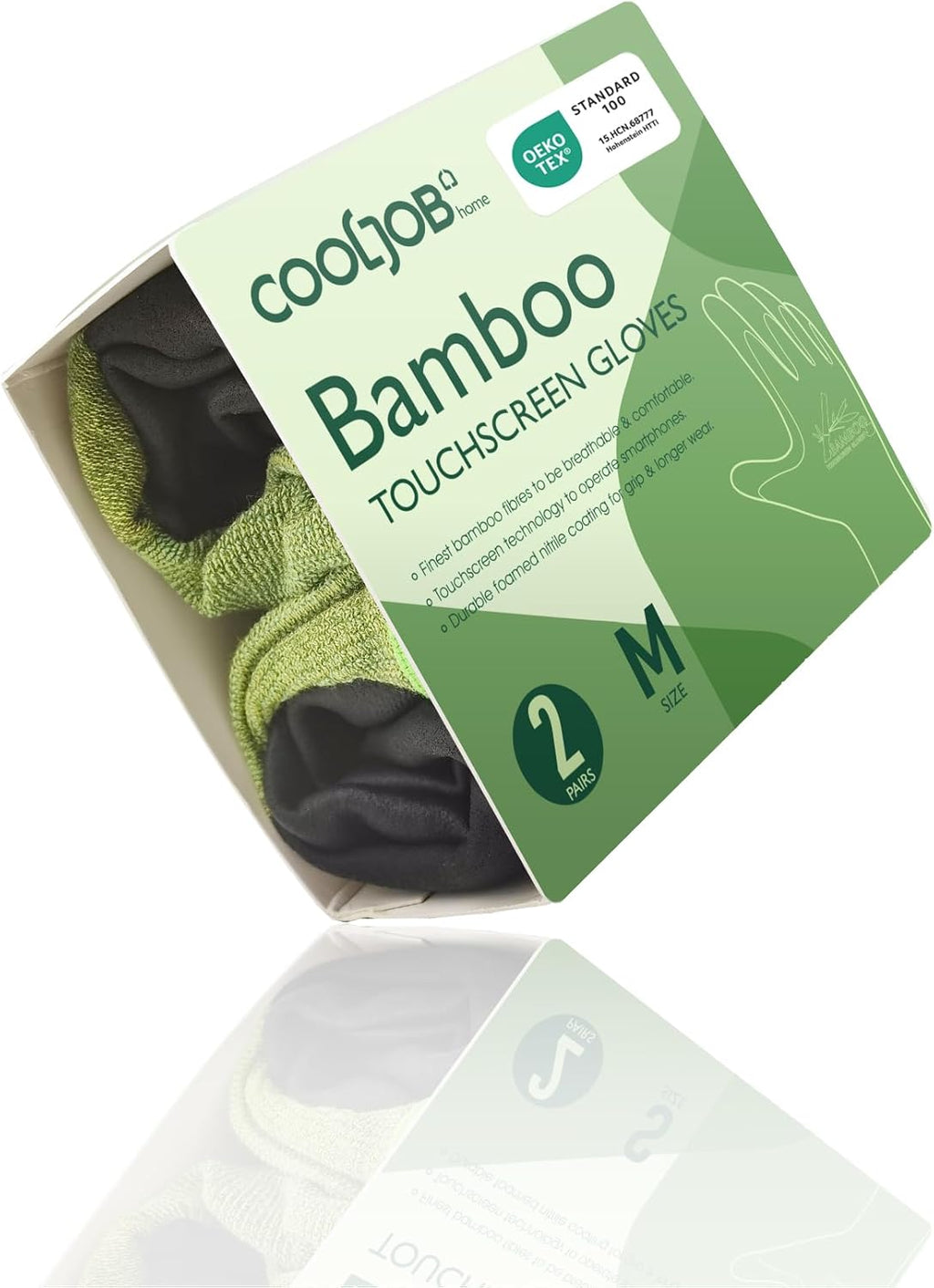 COOLJOB 2 Pairs Gardening Working Gloves for Men and Women. Touchscreen. Grippy Nitrile Rubber Coated for Garden Yard. Green/Black.Medium Size (M)