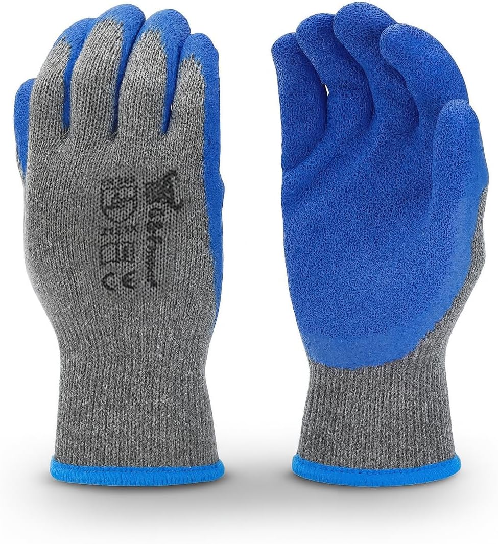 G & F Products 12 Pairs Medium Rubber Latex Double Coated Work Gloves for Construction. gardening gloves. heavy duty Cotton Blend.Blue.3100M