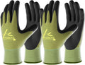 COOLJOB 2 Pairs Gardening Working Gloves for Men and Women. Touchscreen. Grippy Nitrile Rubber Coated for Garden Yard. Green/Black.Medium Size (M)