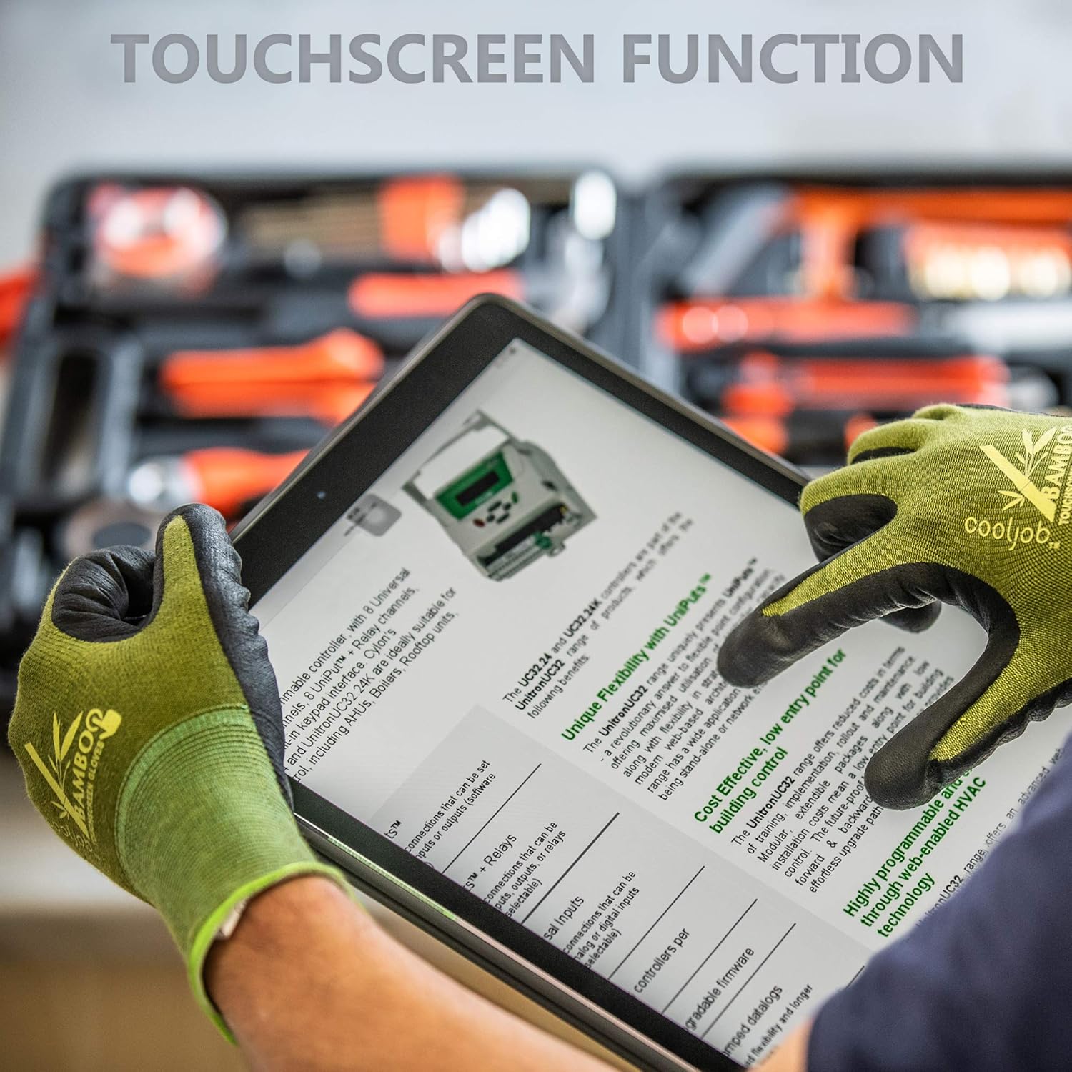 COOLJOB 2 Pairs Gardening Working Gloves for Men and Women. Touchscreen. Grippy Nitrile Rubber Coated for Garden Yard. Green/Black.Medium Size (M)