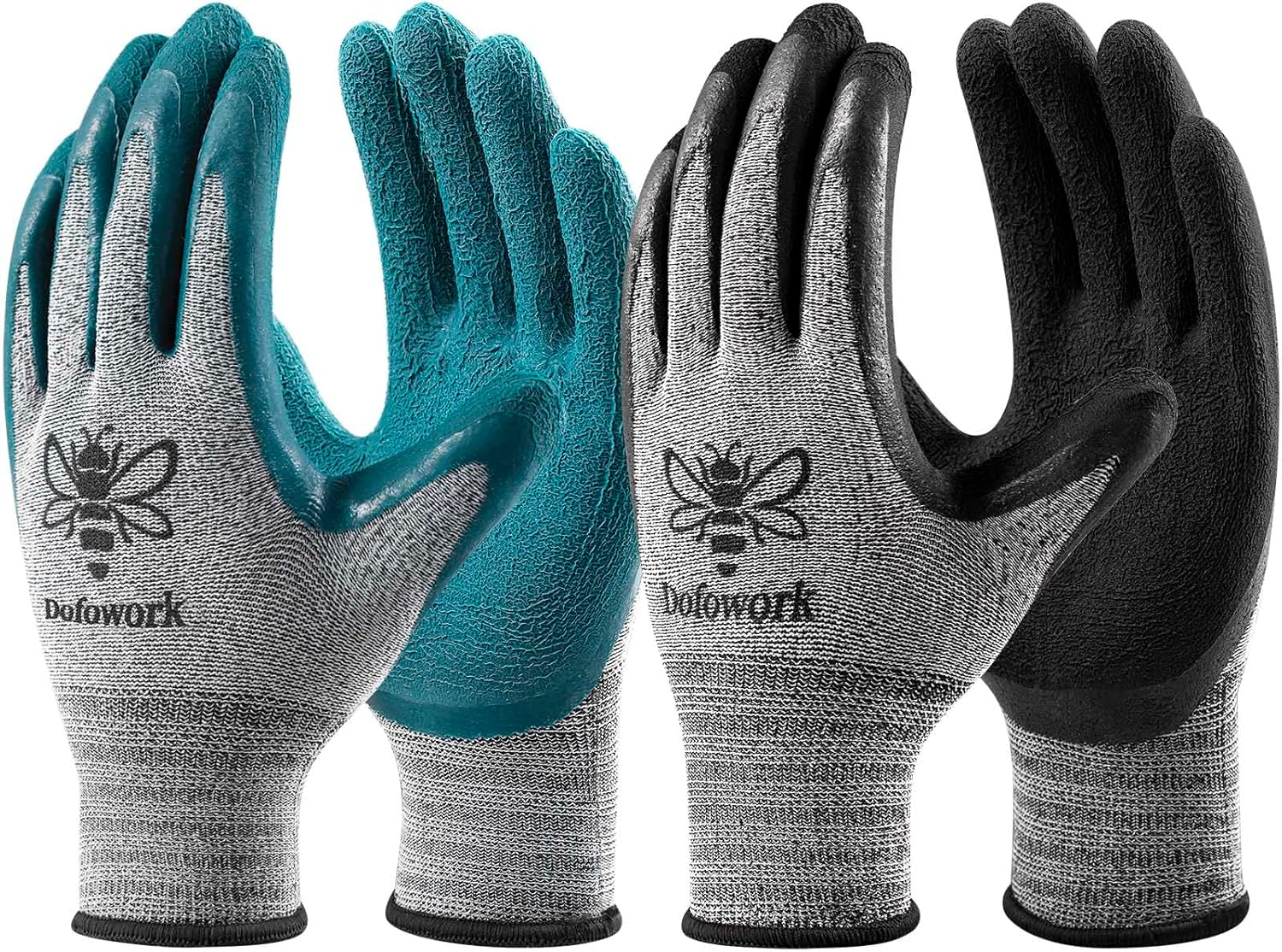 DOFOWORK Gardening Gloves - 6 Pair Gardening Gloves for Women/Men. Breathable Natural Latex Garden Gloves with Grip