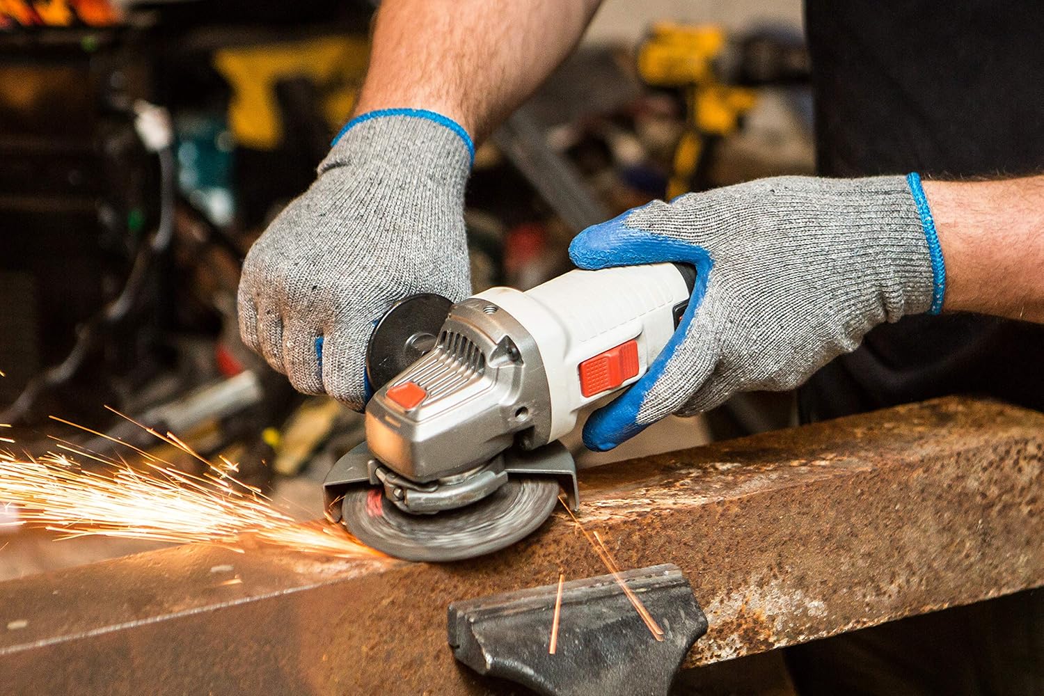 G & F Products 12 Pairs Medium Rubber Latex Double Coated Work Gloves for Construction. gardening gloves. heavy duty Cotton Blend.Blue.3100M